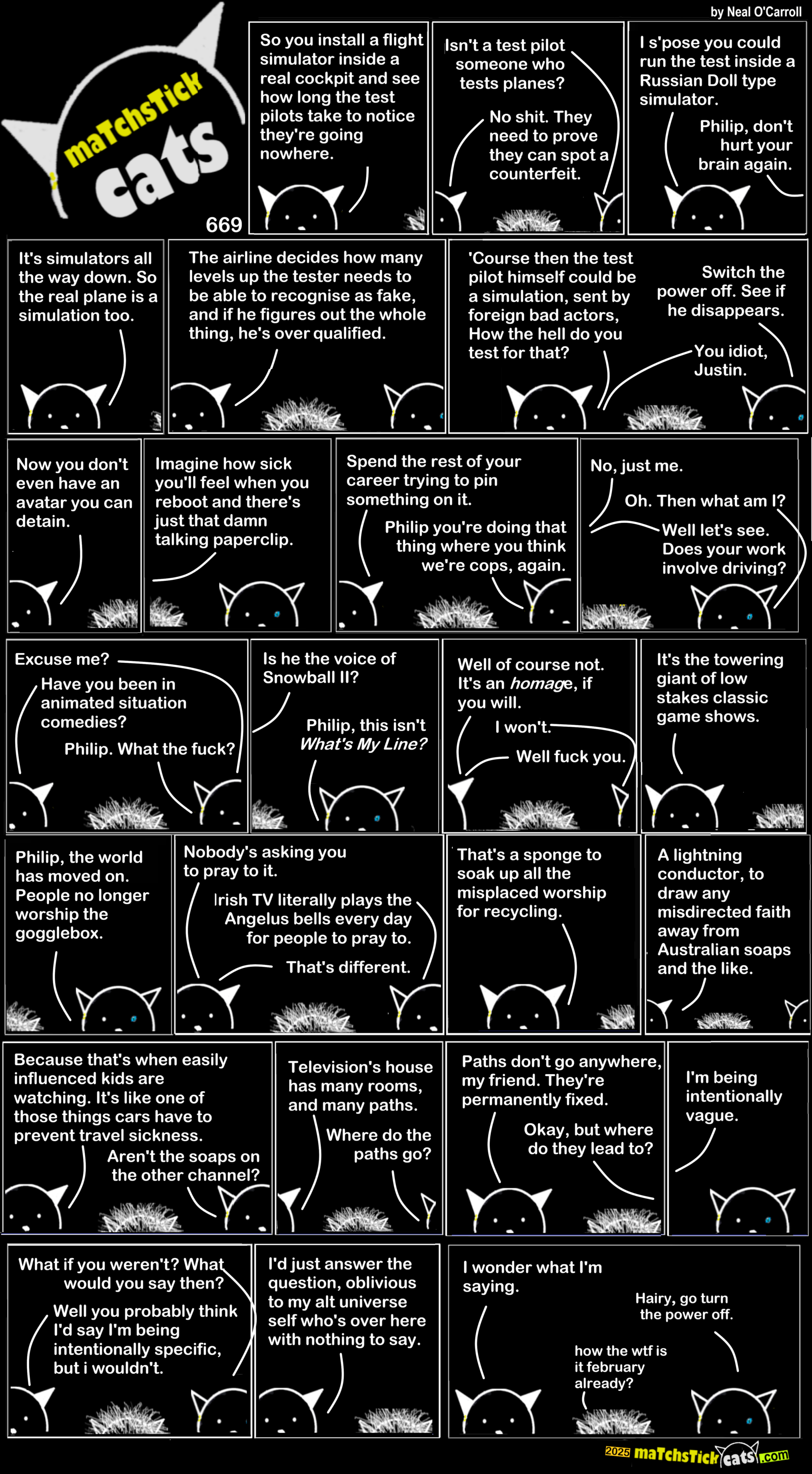 Matchstick Cats the webomic 669 - The Angelus on Irish TV